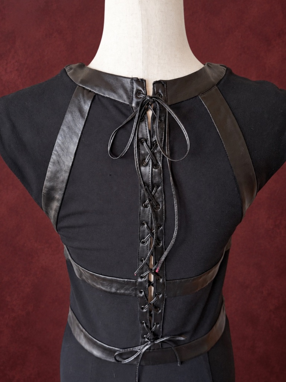 Cynthia Rowley black stretch bondage midi dress, size 6
